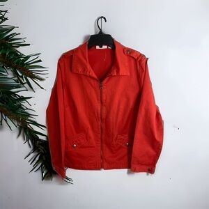 Chico’s Full Zip Light Jacket Burnt Orange Women Medium Sz 1